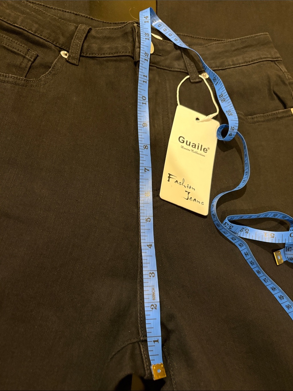 Guaile Denim Collection Black Wide-Leg Stretch Jeans Size 14 - Picture 7 of 9